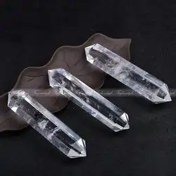 1 шт натуральный белый кварц кристаллические палочки двойная точка исцеляющий C415 натуральные камни Дизайн feifanstyle и минералов