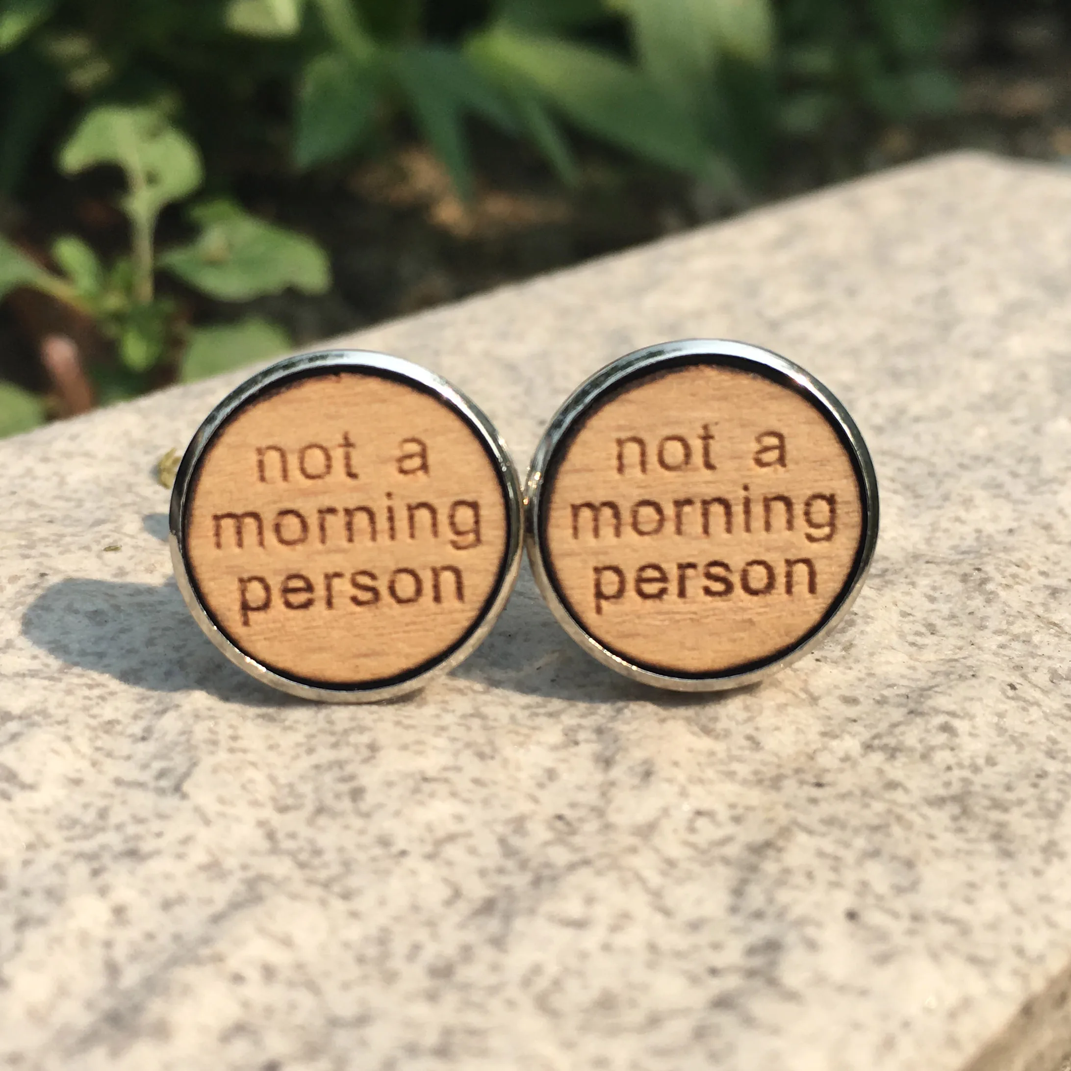 

Not A Morning Person Laser Cut Wood Cufflinks Coffee Rustic Wedding Accessory Groomsmen Cuff Links Fathers Day's Gift X 5 Pairs