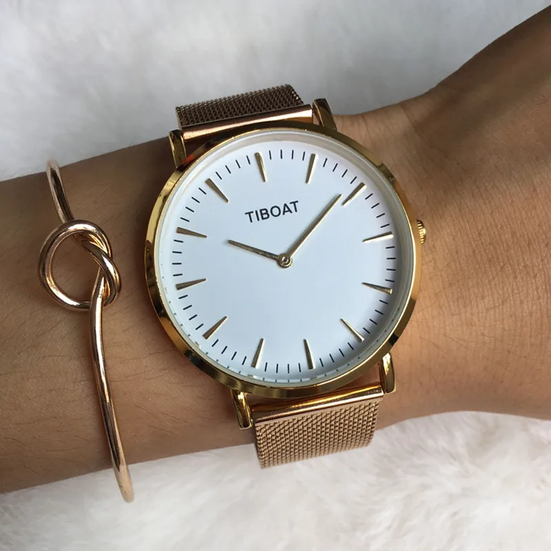 TIBOAT 40mm Stainless Steel Mesh Minimalist Watch Japan Movement Quartz Waterproof Watch Gold Whatch Women Gifts For Women TIBOAT 40mm Stainless Steel Mesh Minimalist Watch Japan Movement Quartz Waterproof Watch Gold Whatch Women Gifts For Women