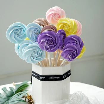 

Fake Lollipop Exquisite Artificial Rose Lollipop Beautiful Kids Toy Senior Clay Cake Shop Window Display Wedding Home Decoration