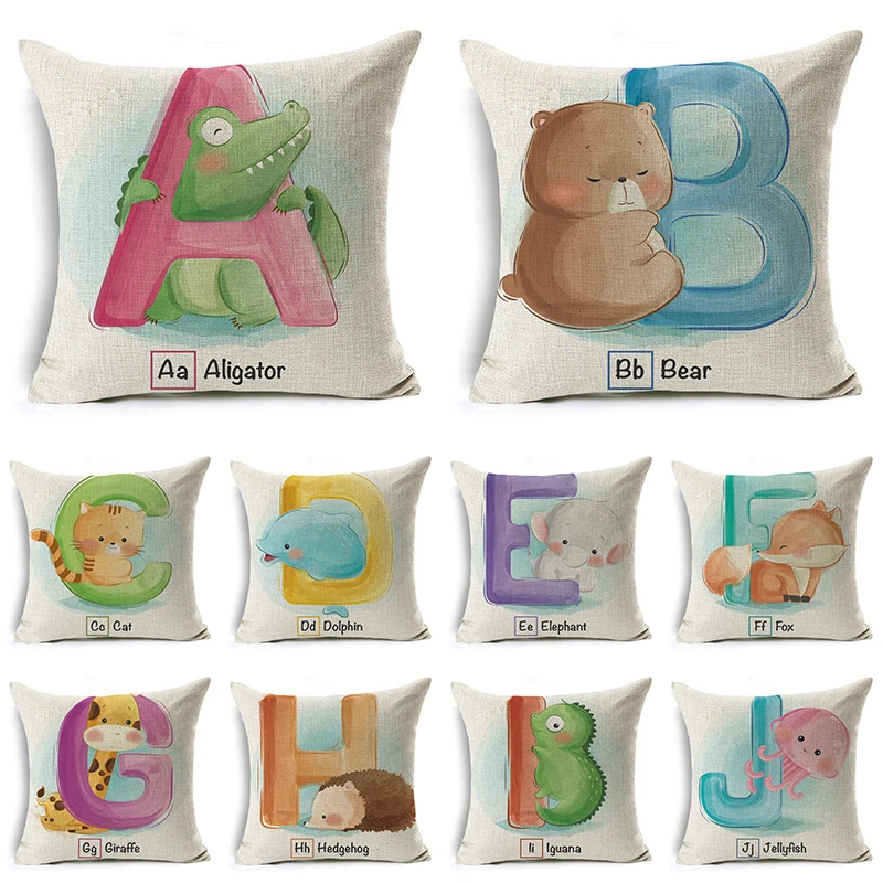 

Double-Sided Printing Unicorn Letter Pillow Case Throw Pillows Cotton Linen Soft Decorative Cushion Cover For Sofa Pillow Case