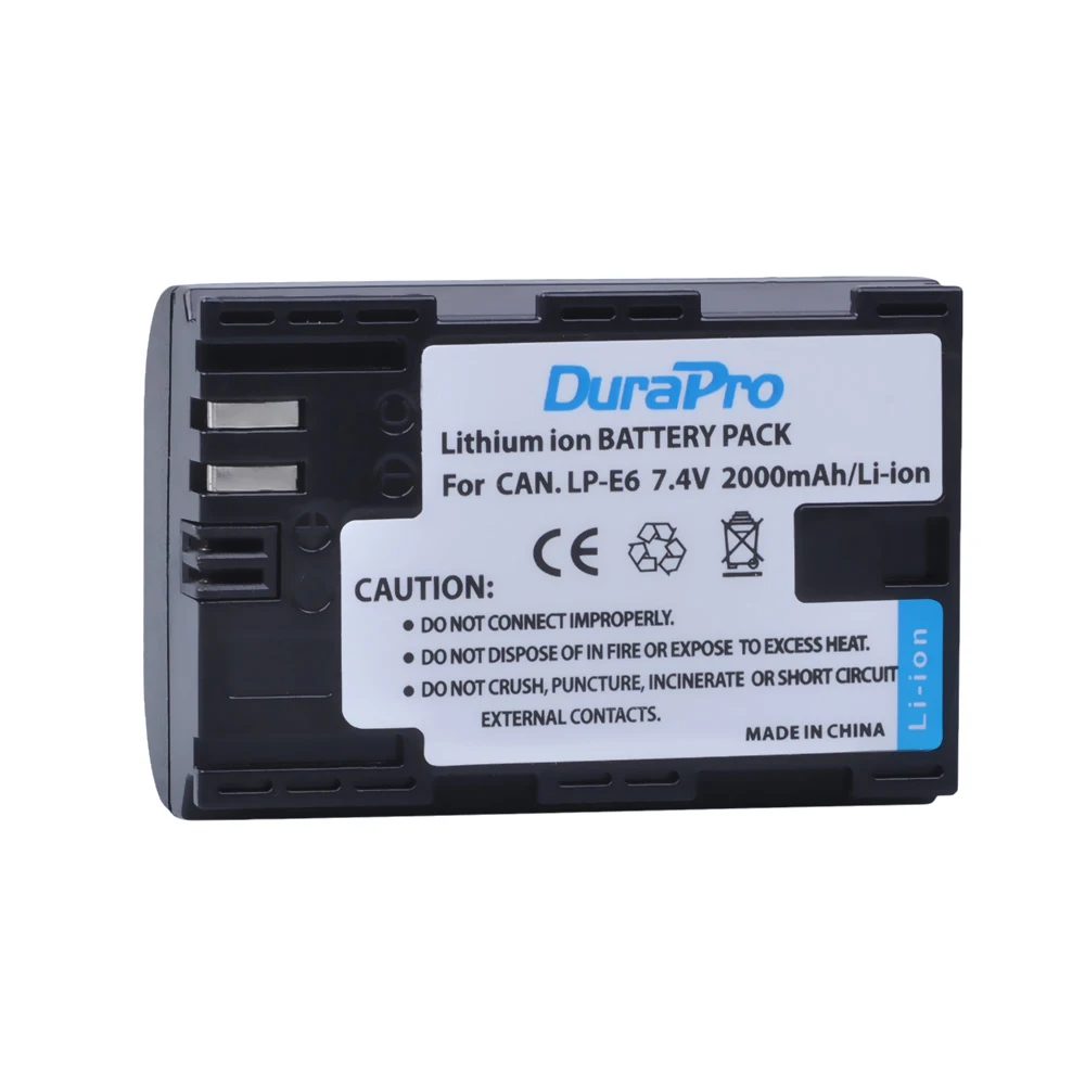 4 x DuraPro LP-E6 LP-E6N 2000 мА/ч, LP E6 LPE6 Камера Батарея+ ЖК-дисплей USB Dual Зарядное устройство для Canon 5D Mark II III 7D 60D EOS 6D