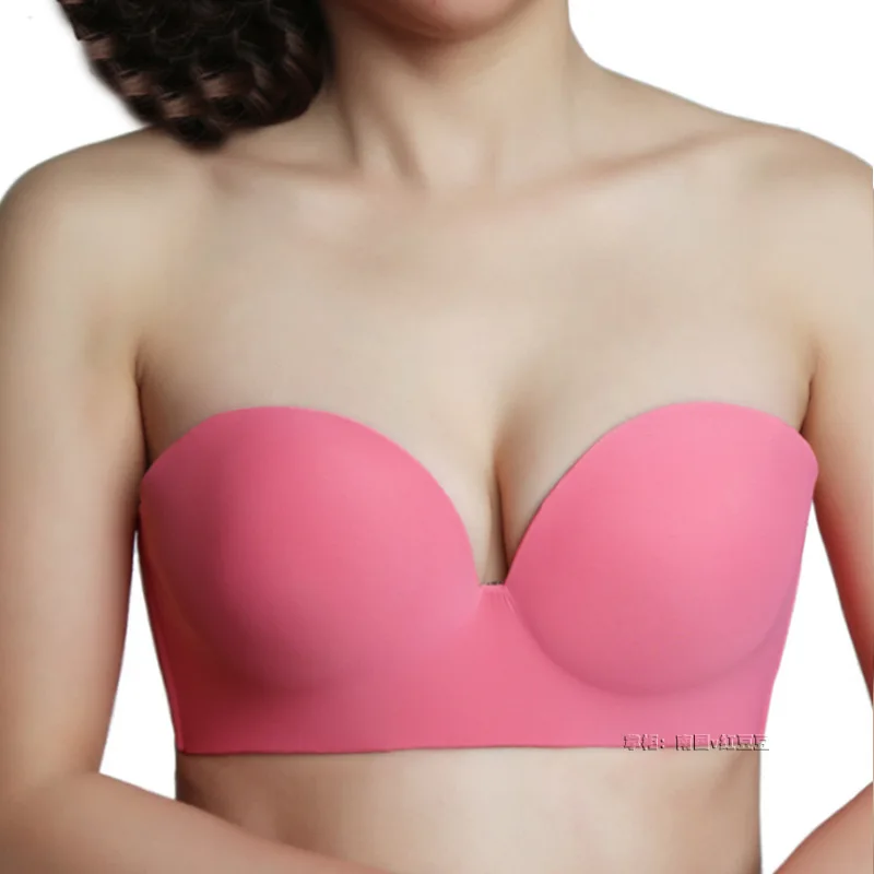 

big bra bustier Large Size Half Cup strapless Bra Invisible Gathered Glossy BCD Cup Wedding Underwear bustier grande taille