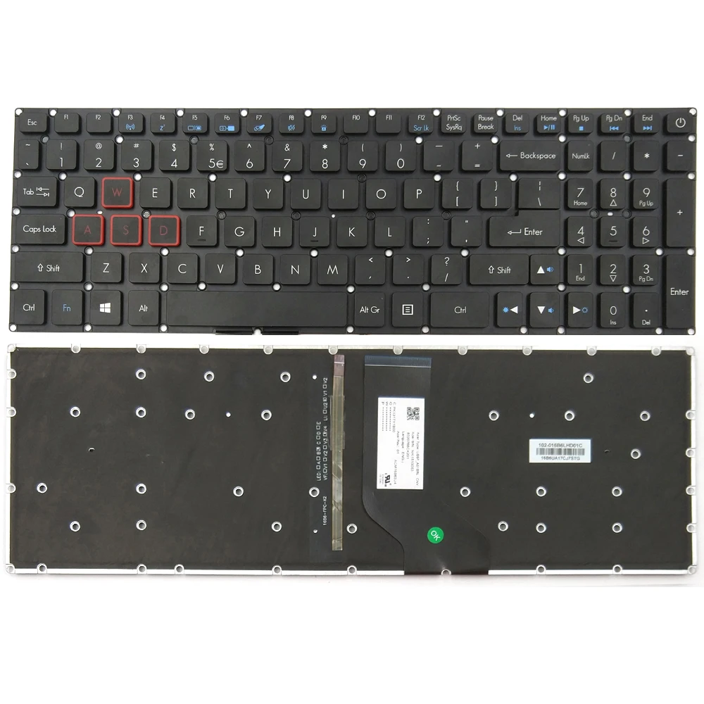 

New Laptop Keyboard for Acer Aspire VX 15 VX5-591 VX5-591G VX5-793 Series US Black With Backlit Without Frame