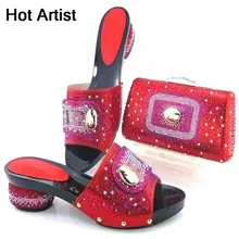Hot Artist Italian Style PU Leather Shoes And Bag Set Lastes Africa Woman Heels Shoes And Bag Set For Party Size 38-43 TYS17-49