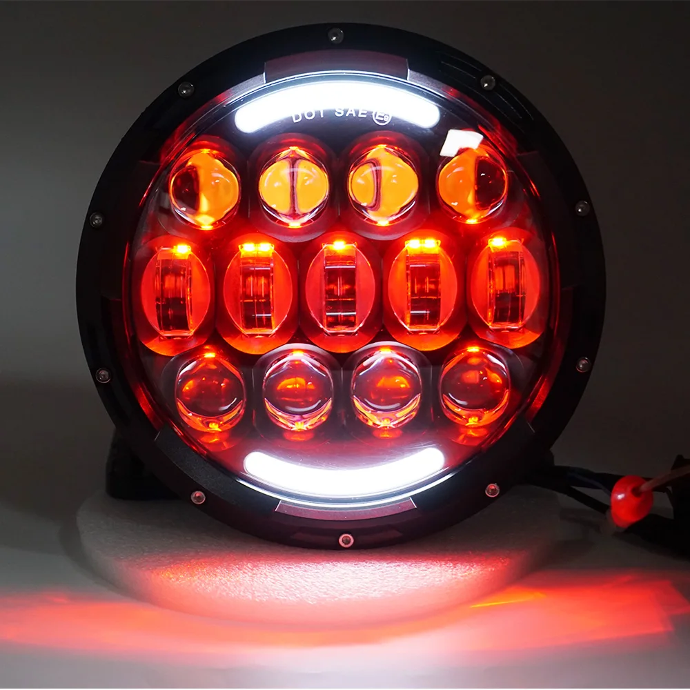 2 шт. 105 Вт 7 дюймовая светодиодная фара RGB круглая белый янтарный DRL 12 В 24