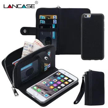 

LANCASE For iPhone 6S Case Zip Multifunction Cover for iPhone 6s 6 Plus 5s 4s 7 Plus Case Detachable Leather Phone Cases Coque