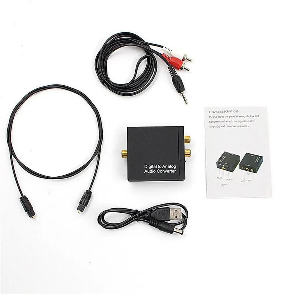 3,5 мм Цифровой коаксиальный Toslink оптический в аналоговый L/R RCA аудио конвертер адаптировать+ волоконно-оптический кабель