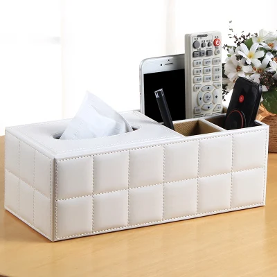 

American style pastoral PU leather multi-purpose household tissue box
