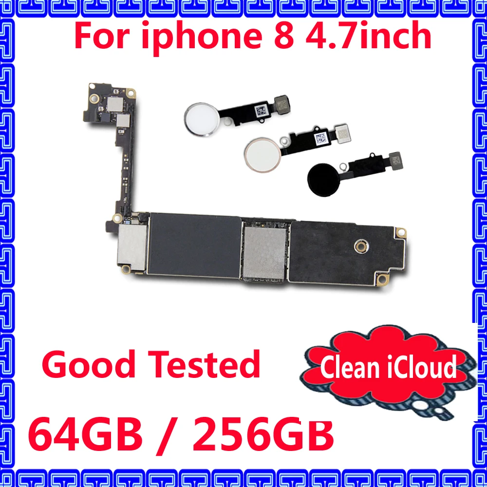 

64GB / 256GB Good tested 100% working motherboard with / without touch ID for iphone 8 unlocked iCloud mainboard with IOS system