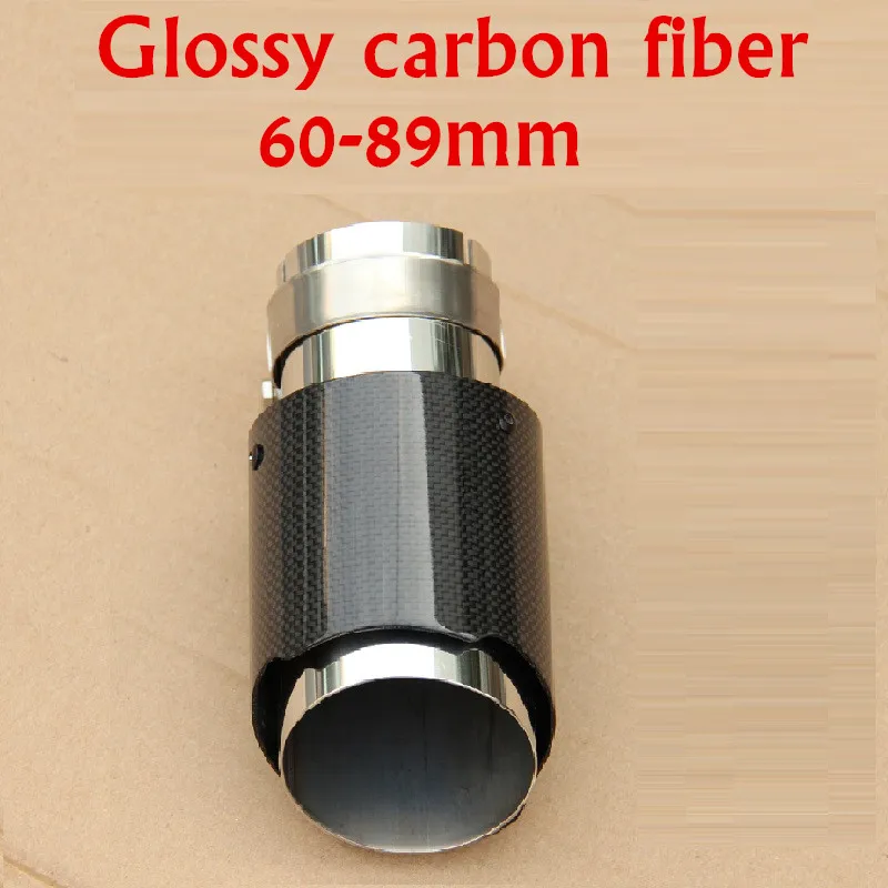 

Dianshi 50pcs glossy carbon fiber exhaust inlet 60mm outlet 89mm Stainless Steel Car Rear Exhaust Pipe Tail Muffler Tip