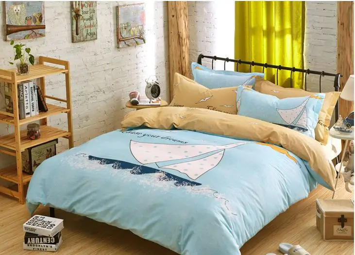 korean bedding set kids cartoon bed set bear Cotton bed sheets ...