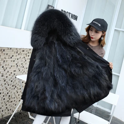 Jacket Women Winter Parkas Long Big Fox Fur Collar Hooded Coats 2018 Ladies Fur Linen Thickened Warm Jackets Plus Size Coat LZ962 (7)