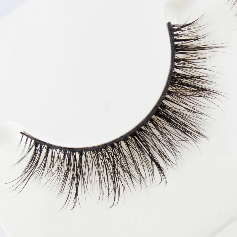 Japanese Short Fund 3D False Eyelashes 3 pcs Natural Nude Look Thick Tip Retainage Soft Cotton Stem Manual Eyelash 07 | Красота и