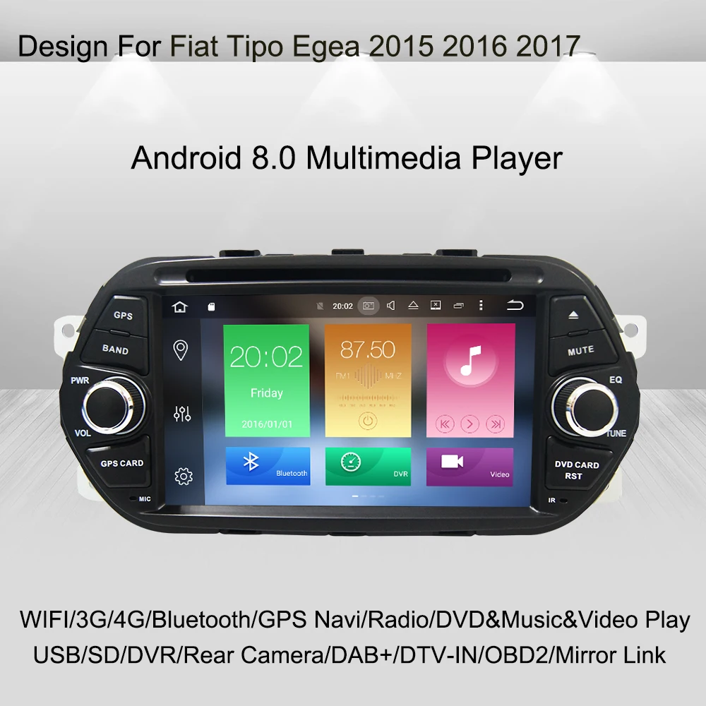 Top Octa Core 32GROM Android 8.0 Car Radio DVD GPS Multimedia Player For Fiat Tipo Egea 2015 2016 2017 Auto Audio Navigation Stereo 0