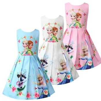 

3 Color Girls Dress Summer Cosplay Snow Elsa Anna Dresses For Girls Birthday Gift Costume Dress Children Clothing