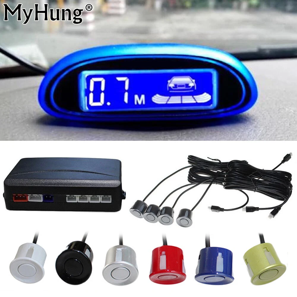 New Parking Sensor Blue Screen Car Parking Assistance 4 Sensors And Led