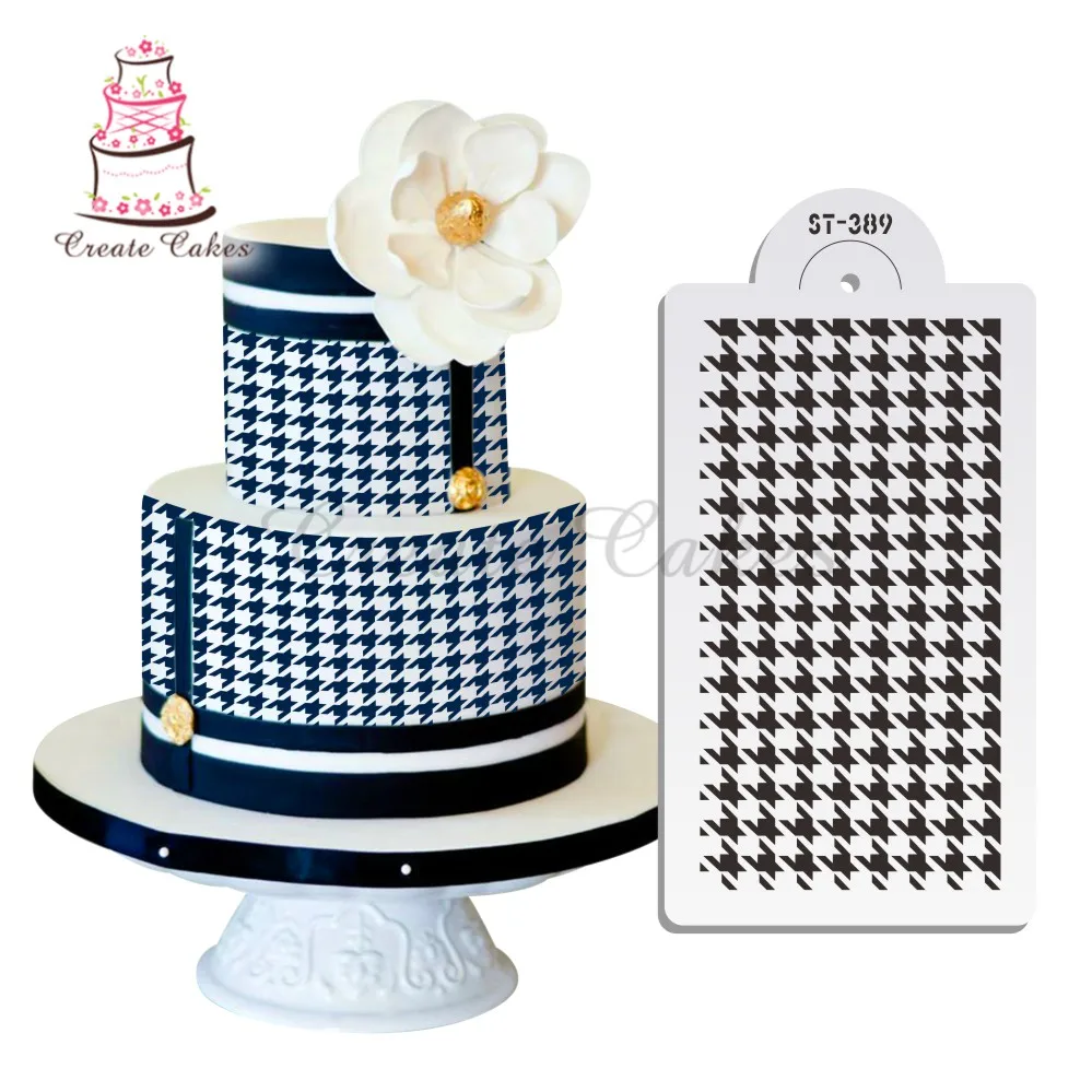 

Houndstooth Cake Stencil Plastic Fondant Decorative Stencil for Cupcake and Cookies Lace Template Mold Decorating Tools Bakeware