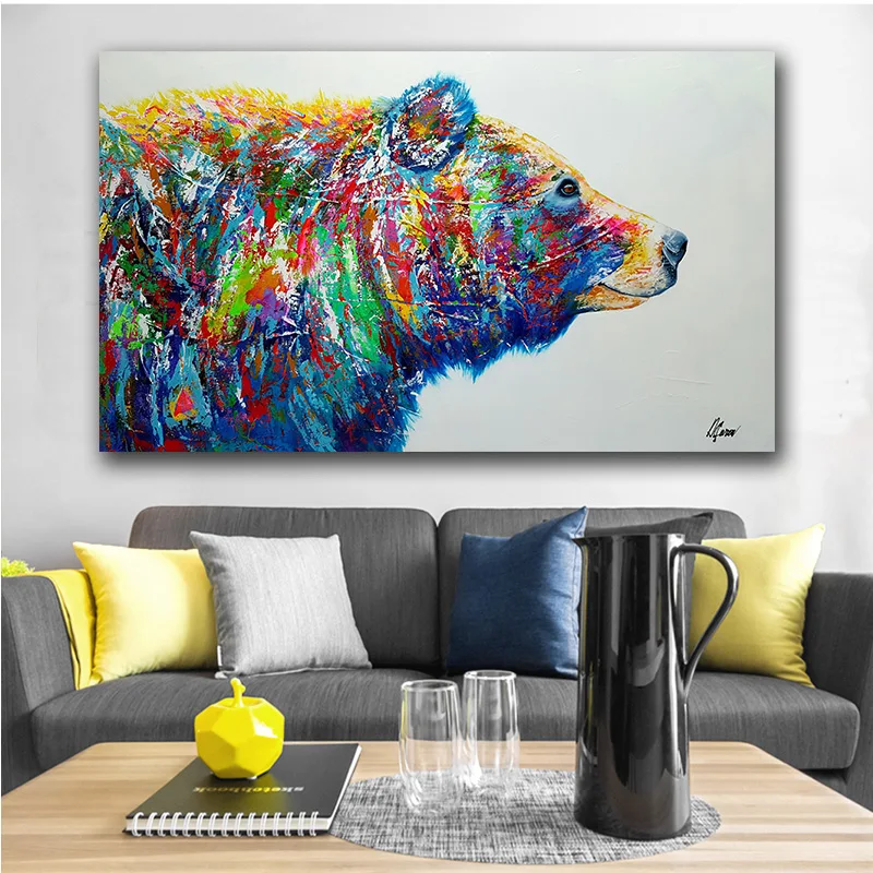 GOODECOR Большая Картина на холсте животное Дикий Медведь Настенная картина картины