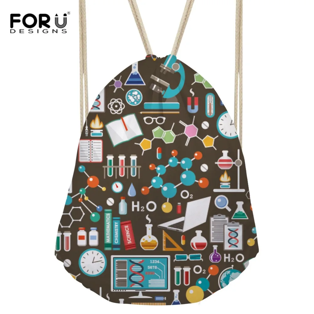 

FORUDESIGNS Women's Drawstring Bag Small Science Formula Printing Backpack Girls String Package for Kids Cute Beach String Bags