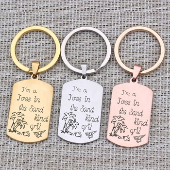 

Gift Key Chain To Girlfriend Women Jewelry Beach Girl Tropical Palm Tree Sea Keyring Hand Stamped I'm A Toes In The Sand Girls