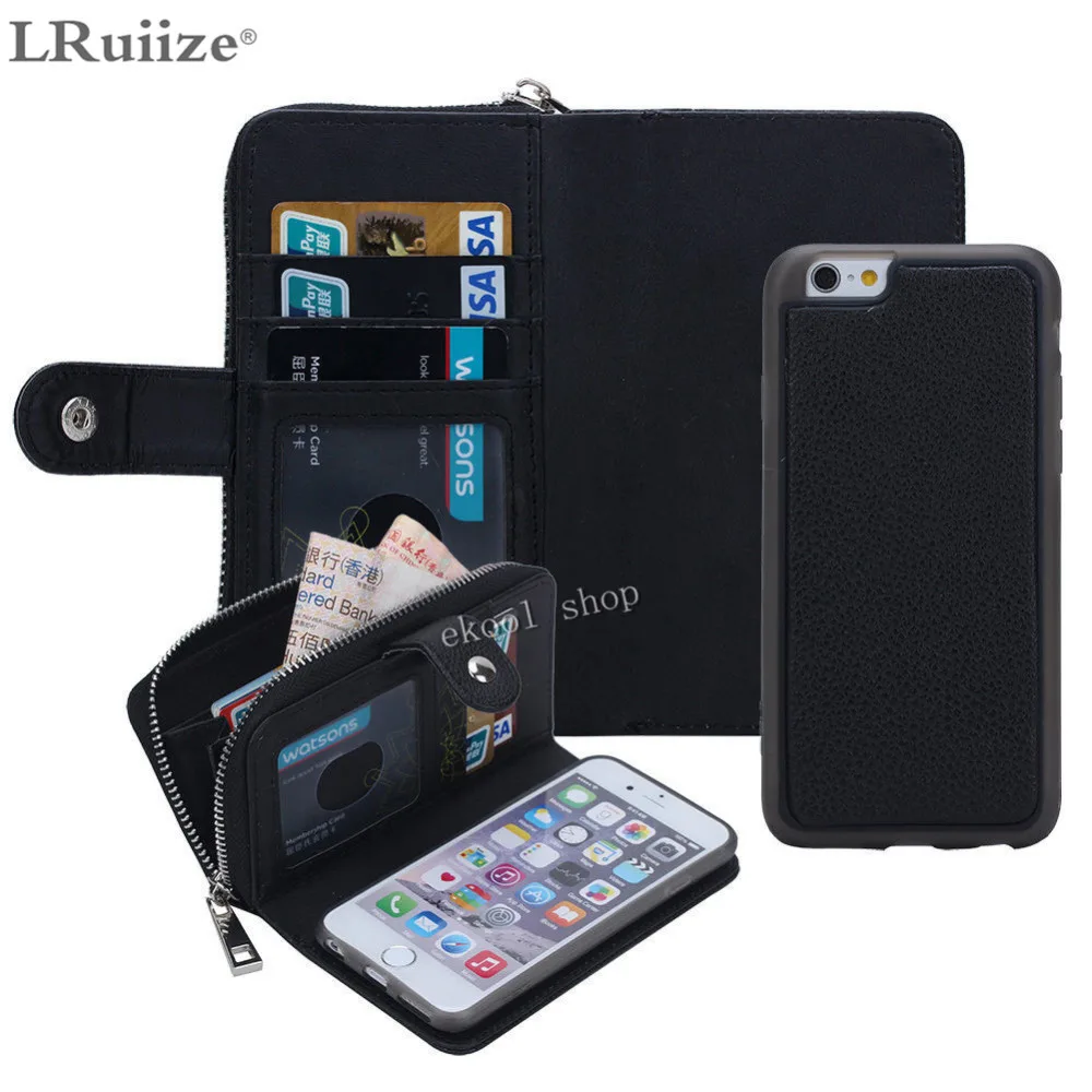 LRuiize Leisure women man Luxury PU Leather Purse Zipper Wallet Case Card Cash Holder For Samsung