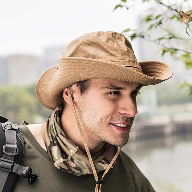 

2018 Outdoor Sun Protection Hat Wide Brim Bucket Hats UV Protection Boonie Hat 56-62cm1