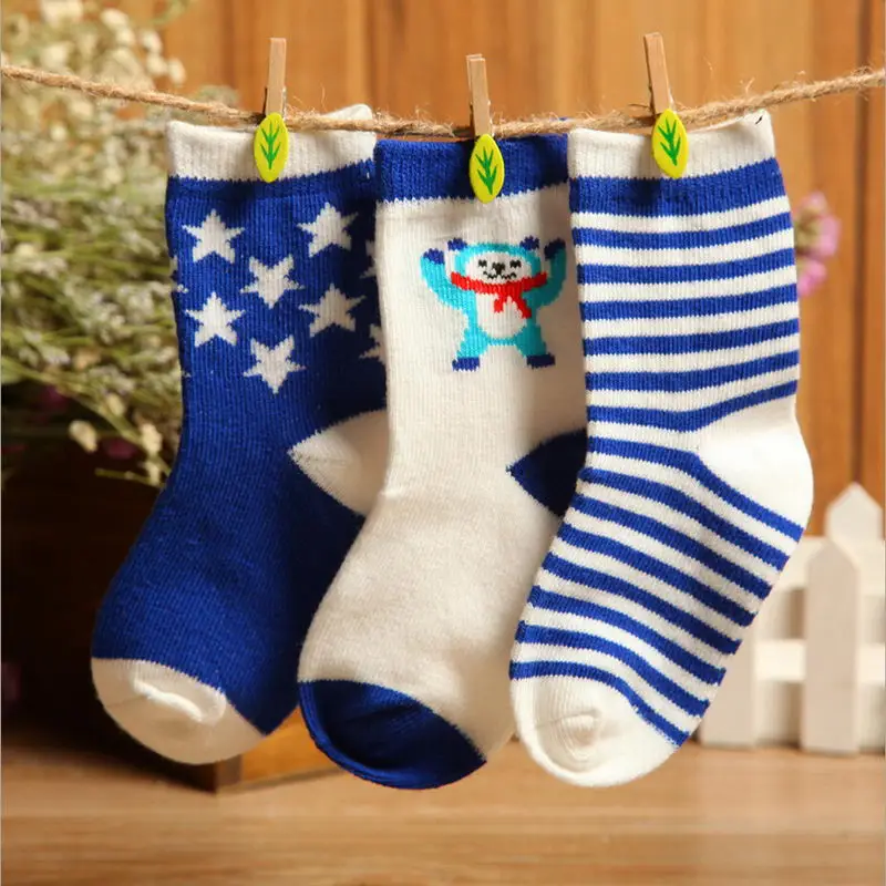 3 пары/партия, весенне-осенние жаккардовые детские носочки из чистого хлопка, детские носочки, дышащие антибактериальные носки