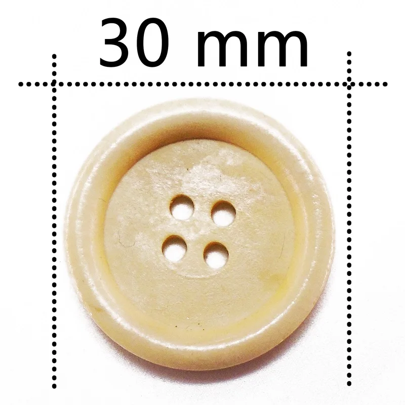 ZIEENE 10 шт-200 шт натуральный цвет круглый кант Деревянные Пуговицы DIY шитье скрапбукинг для одежды ручной работы 4 отверстия 11-30 мм - Цвет: Diameter 30 mm