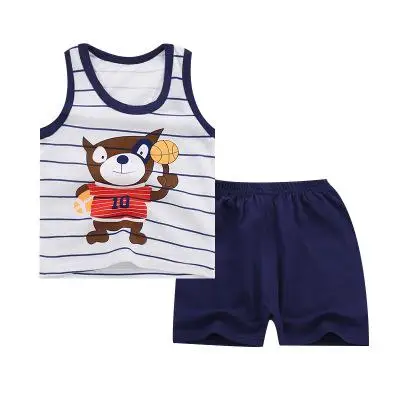 Летняя одежда для маленьких мальчиков, хлопковый жилет для младенцев, комплекты из топов+ шорт, одежда для мальчиков и девочек - Цвет: P14