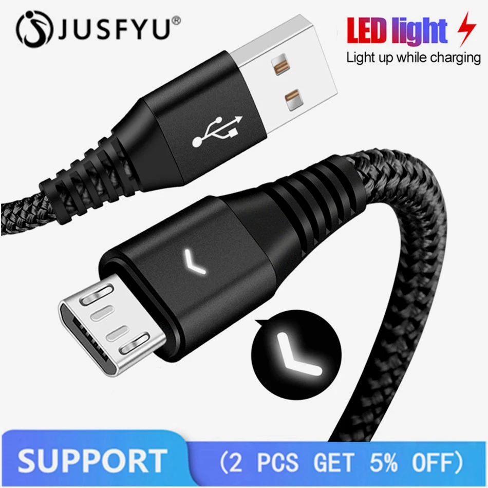 

LED Micro USB Cable 2.4A Nylon weave Fast Charging Data Cord Charge Cable For iPhone Android Type C Phone USB Charger Cable wire