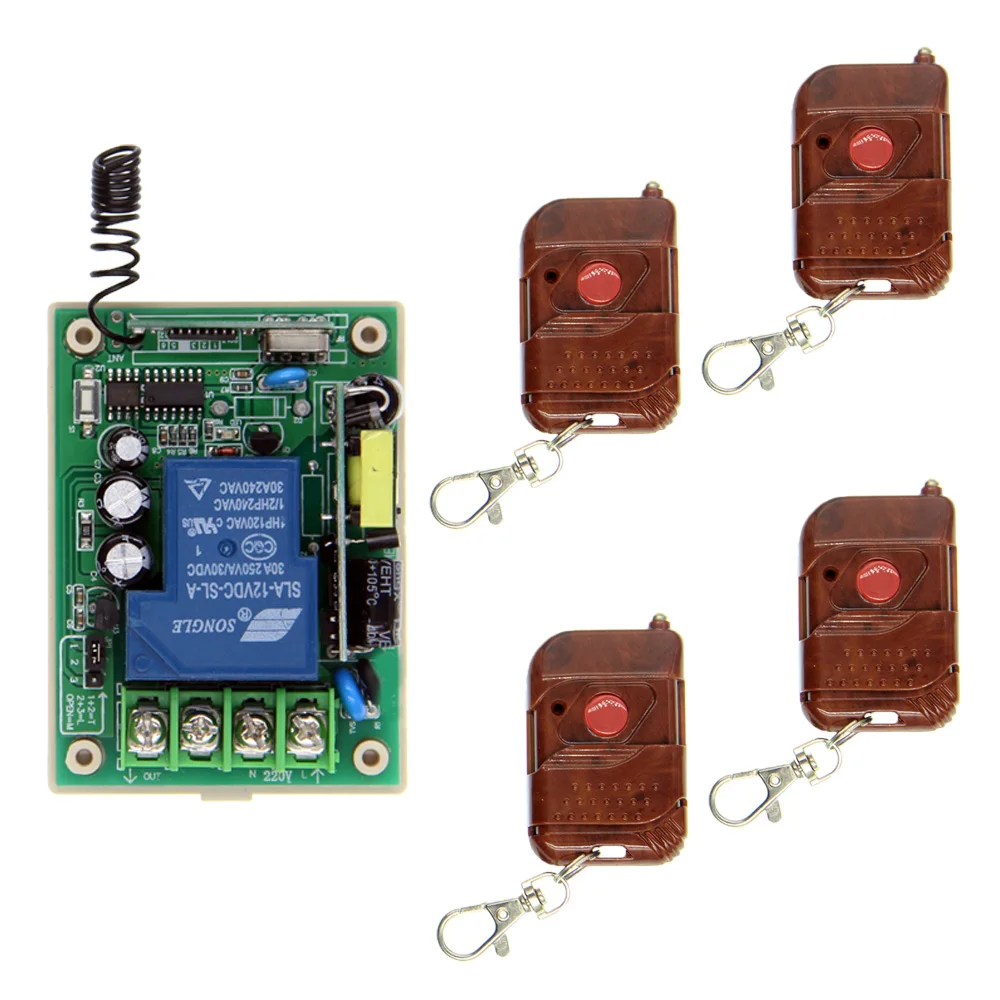 

Simple AC 85-265V 110V 220V 30A 1 Channel 1CH Relay RF Switch Remote Control Transmitter Receiver 315/ 433 MHz