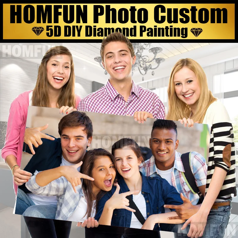 

HOMFUN Photo custom! Private custom! DIY Diamond embroidery 5D diamond Painting Cross Stitch 3D square 5D decor gift