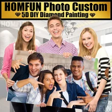 ¡HOMFUN Personalización de foto! ¡Personalizado privado! Pintura de diamante 5D DIY, punto de cruz, Cuadrado 3D, regalo de decoración