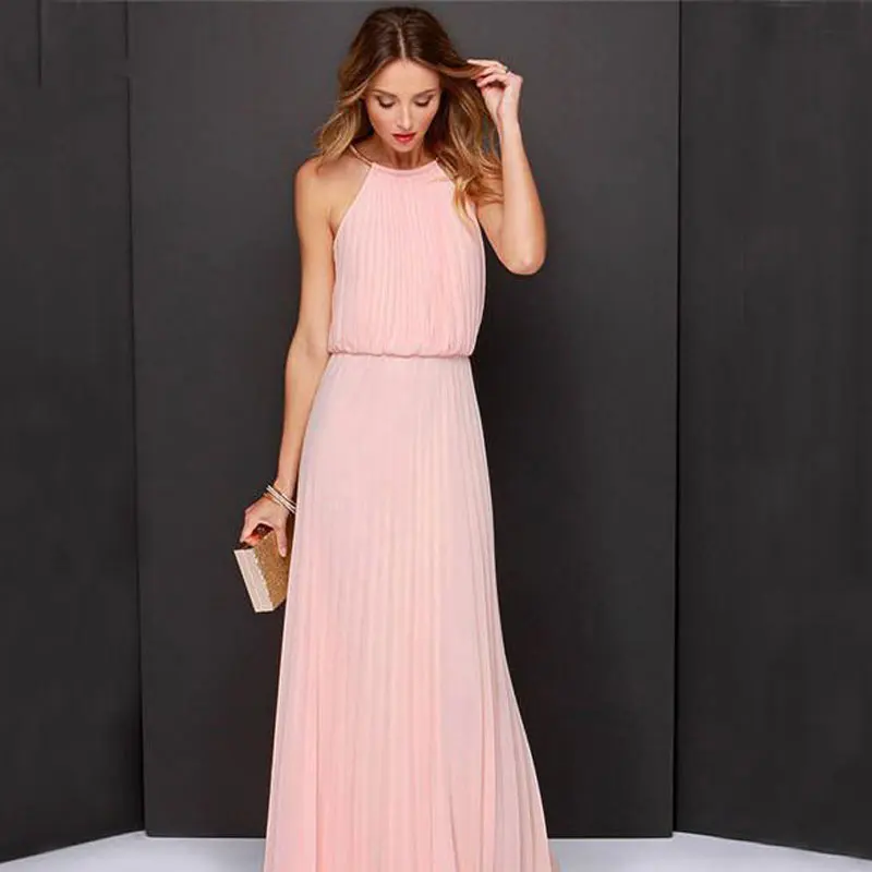 Trendy sexy maxi dress women 2017 new design halter dew shoulder