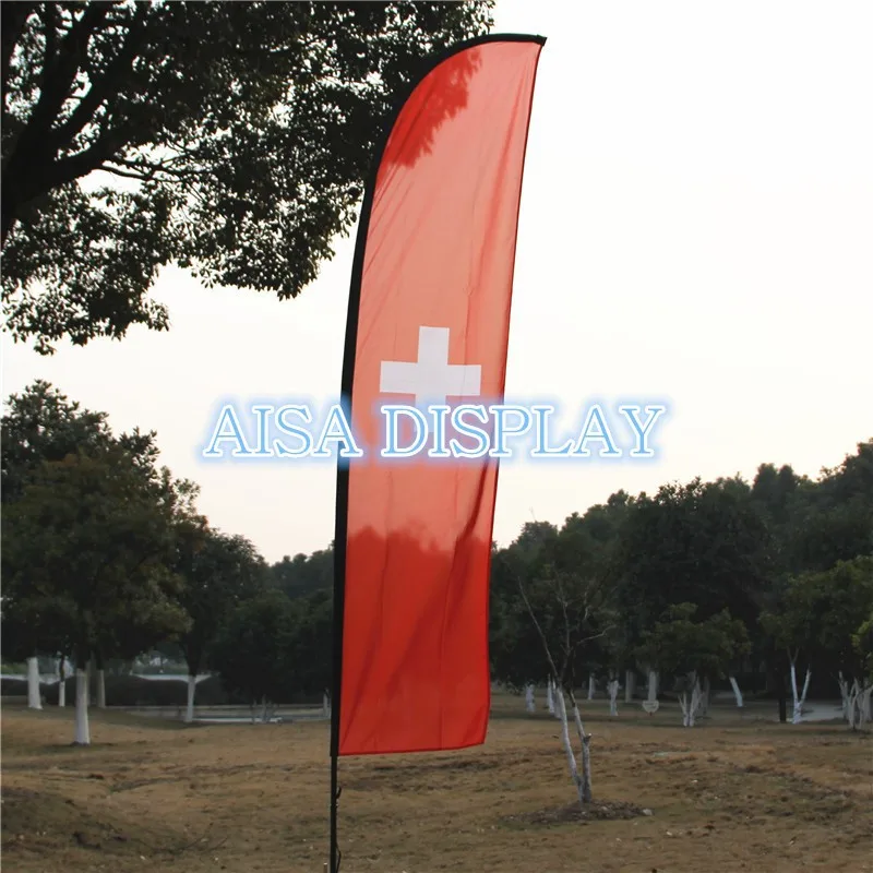 

free shipping 3.5m beach flag pole fabric flying banner custom flag and ground spike