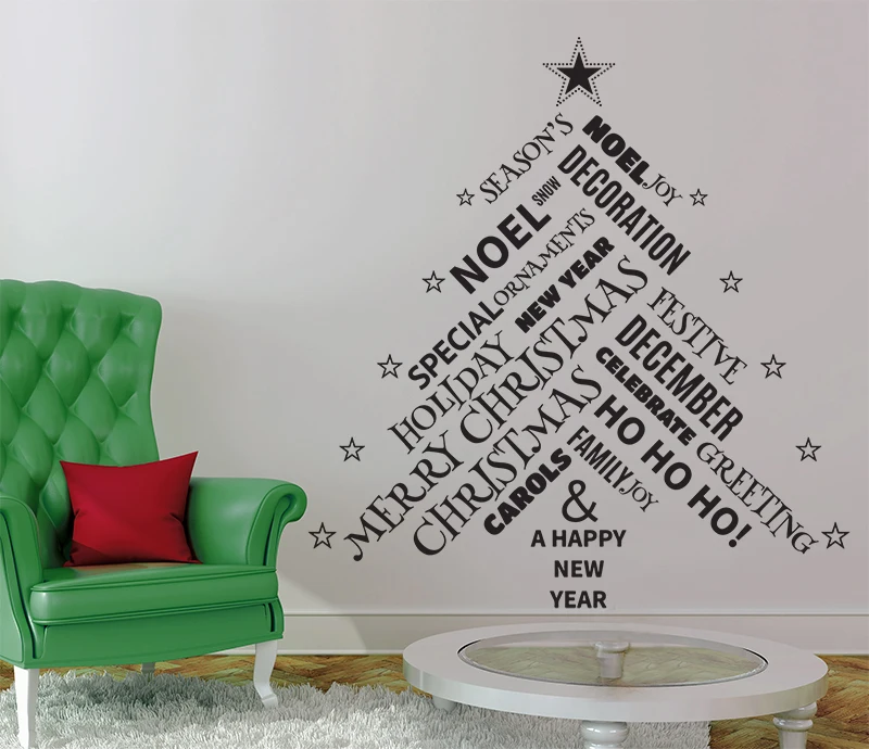 Two colour Christmas Tree Quotes Christmasl Wall Sticker Mural Wall