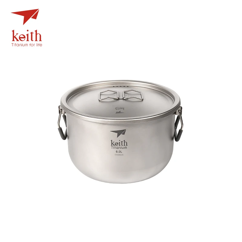 Keith titanio 4-5 persona grande de marihuana portátil plegable al aire libre ultraligero de colgando olla Picnic senderismo utensilios de cocina 6L Ti8301