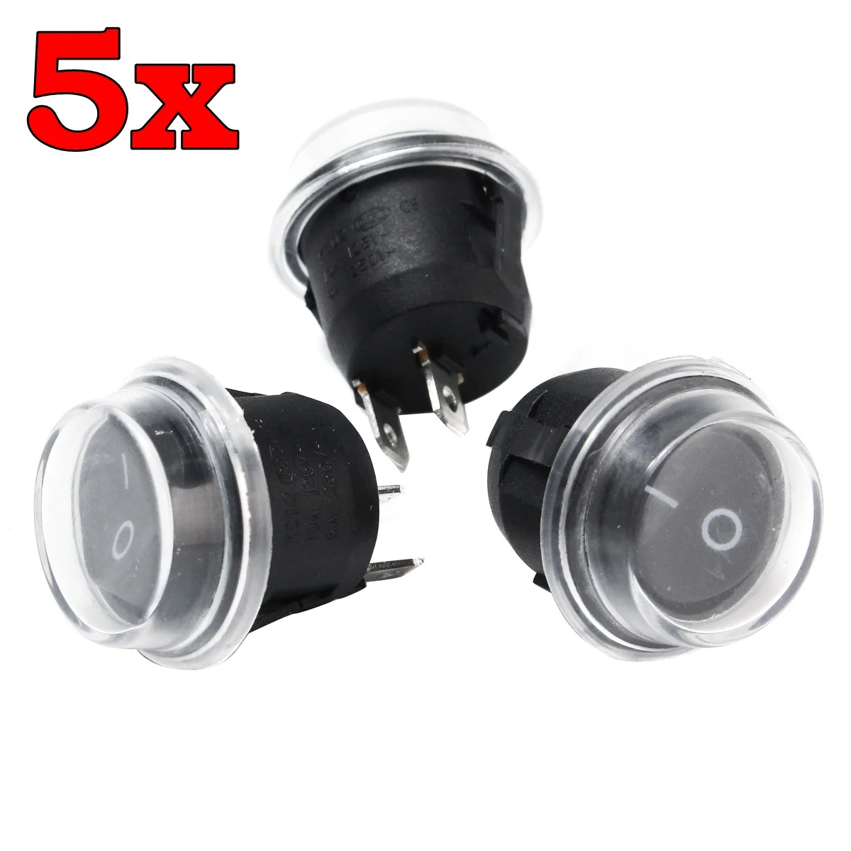 

5PCS ON-OFF SPST Small Round Boat Rocker Switch Waterproof Coat 2-PIN Black Mini