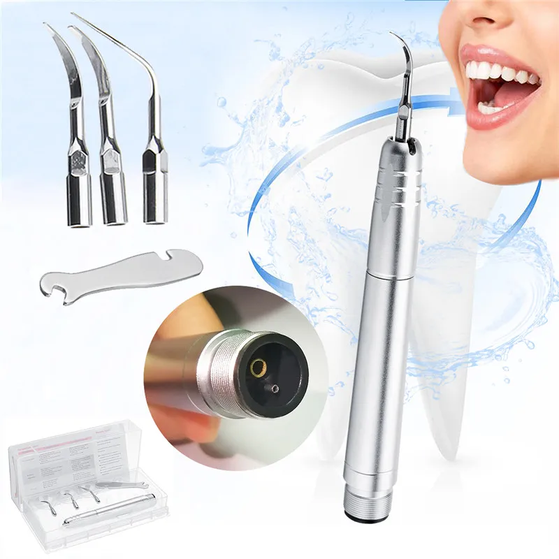 

3 In 1 Silvery Copper Alloy Ultrasonic Piezo Scaler Handpiece Detachable Replacement Scaler Tips Parts Teeth Care Whitening Tool