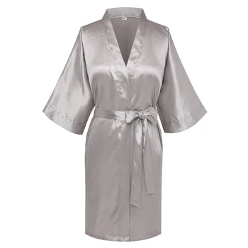 

Summer New Women Sleepwear Nightdress Classic Satin Robe Home Gown Oversize Solid Nightwear With Belt Kimono Robes Bath Gowns
