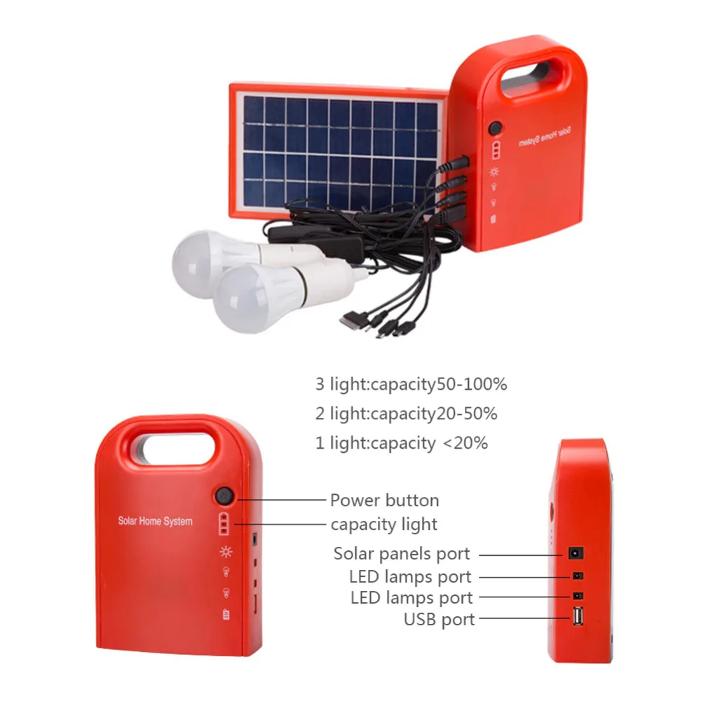 

Portable Home Outdoor Small DC Solar Panels Charging Generator Power generation System 4.5Ah / 6V lead-acid batteries Energy LED