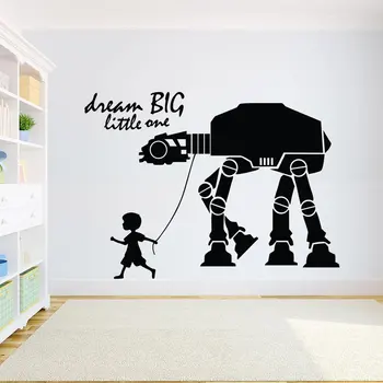 

Star Wars Wall Mural Dream Big Little One Wall Decal Kids Room Nursery Decor Removable At-At Walker Vinyl Wall Stickers AY1645