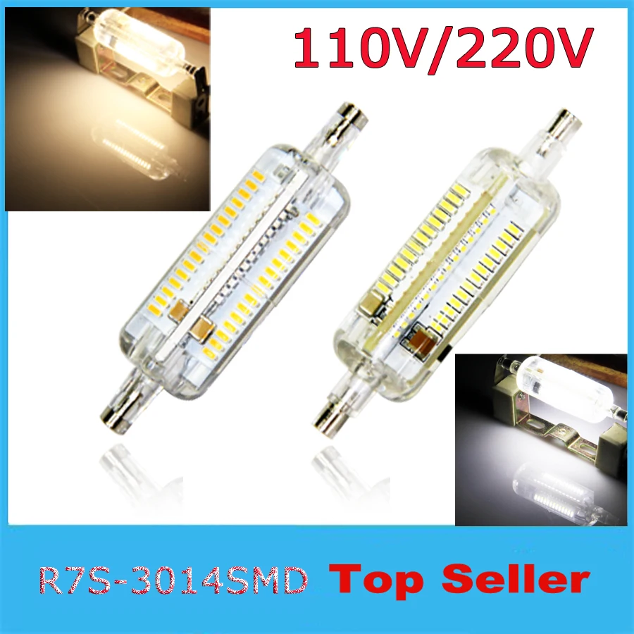 10 шт./лот R7S Светодиодная лампа Вт 78 мм SMD3014 кукурузная из силикагеля стеклянная