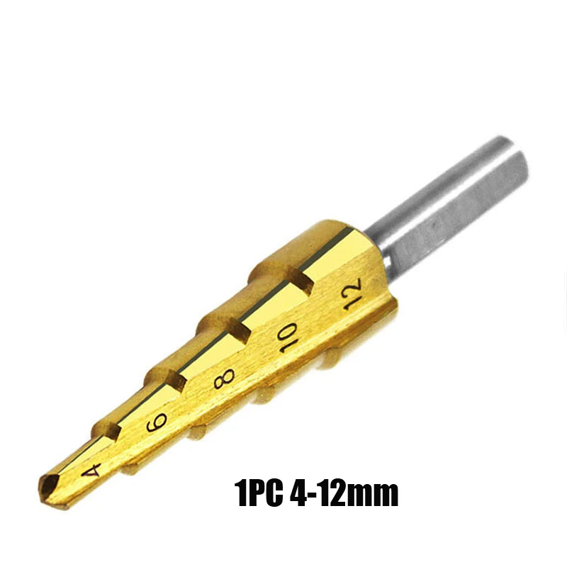 1 шт. 3-13 мм HSS титановое покрытие ступенчатое сверло электроинструменты твердосплавное сверло Мини сверло набор сверл 3-12 мм 4-12 мм 4-20 мм - Цвет: 4-12MM