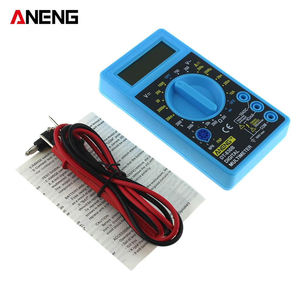Цифровой вольтметр и амперметр ANENG DT830B ЖК дисплей Омметр Электрический тестер