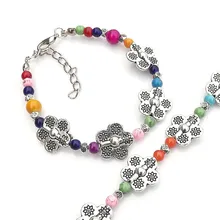 Бренд Lusion Тибет, винтажный браслет с бусинами и цветами, Женские аксессуары, бижутерия, модный воротник, очаровательные браслеты и браслеты,, 24