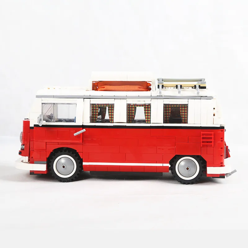 21001 1354 шт. строительные блоки Volkswagen T1 Кемпер фургон со светодиодный светильник набор кирпичей совместим с 10220 игрушки для детей