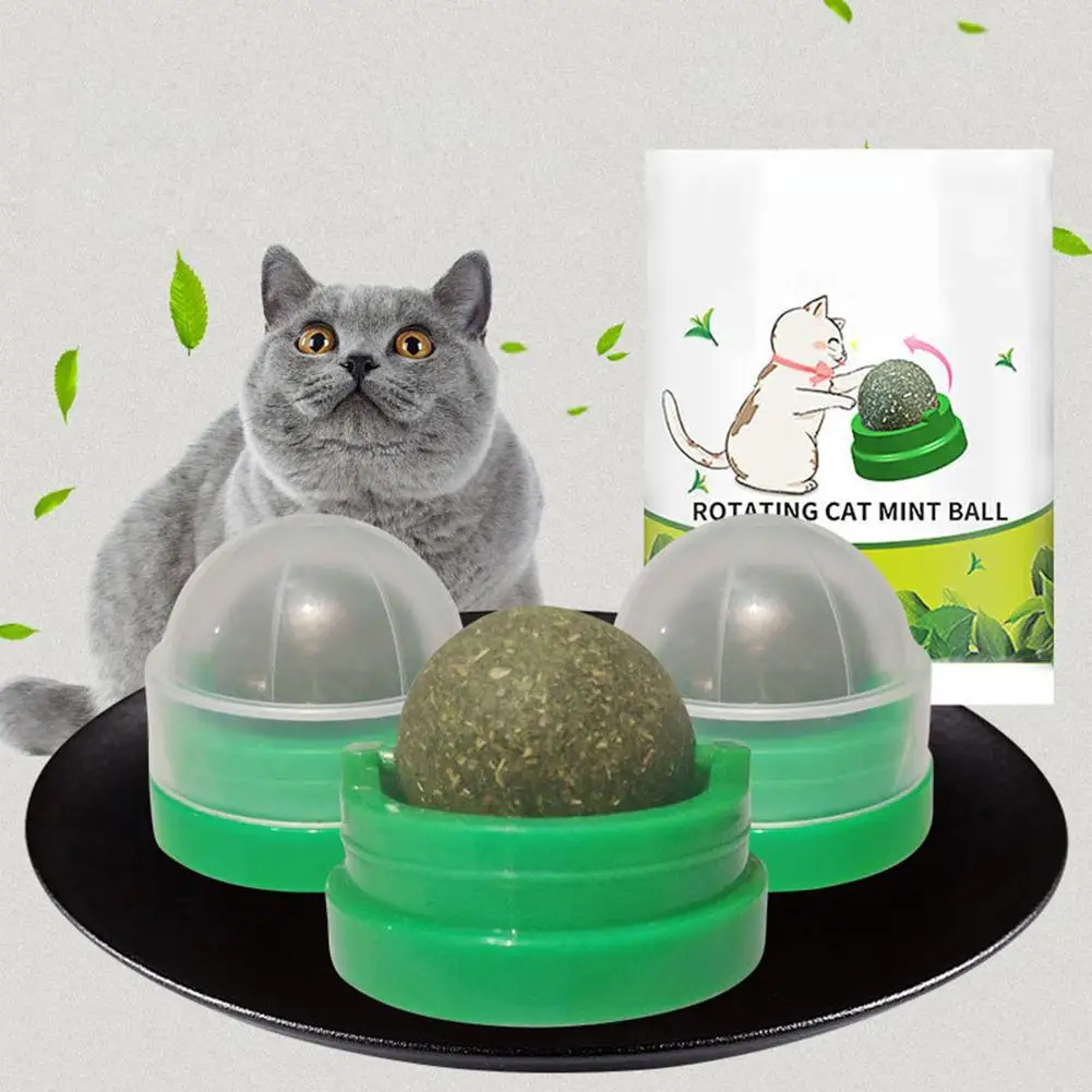Pet Catnip Toys Ball For Cat Pure Natural Mint Leaf Rotating Puzzle Balls Interactive Training Chew And Lick | Дом и сад