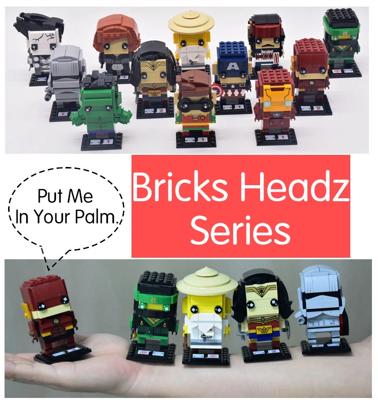 Pikachu DC Brickheadz Dragon Ball Z Brick Headz строительные блоки Marvel Бэтмен Человек-паук Локи Джокер Фигурки игрушки